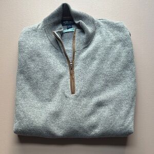 Peter Millar Light Gray Zip-Up Sweater